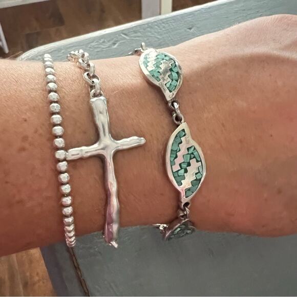 Taxco Mexico 925 Sterling Silver Turquoise inlay Bracelet - Picture 3 of 8